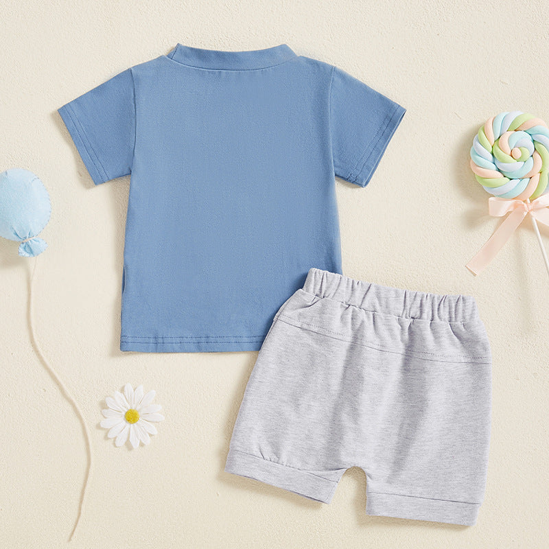 CONTRAST SLOGAN TWO-PIECE SET