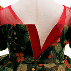 Red and green girls Christmas dress with bow and mesh tutu skirt