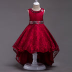 Girls lace high-low trailing Christmas and recital dress