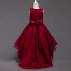 Girls lace high-low trailing Christmas and recital dress