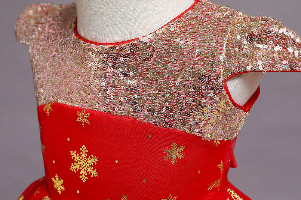 Girls gold star sequin holiday princess dress