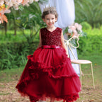 Girls sleeveless sequin Christmas and birthday party dress
