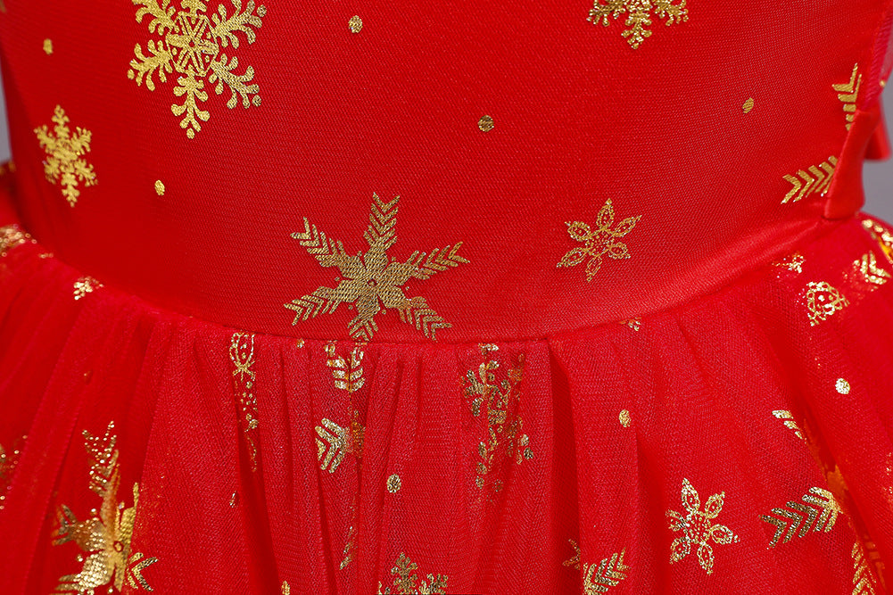 Girls gold star sequin holiday princess dress
