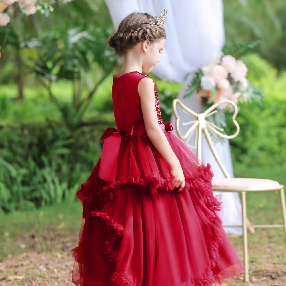 Girls sleeveless sequin Christmas and birthday party dress