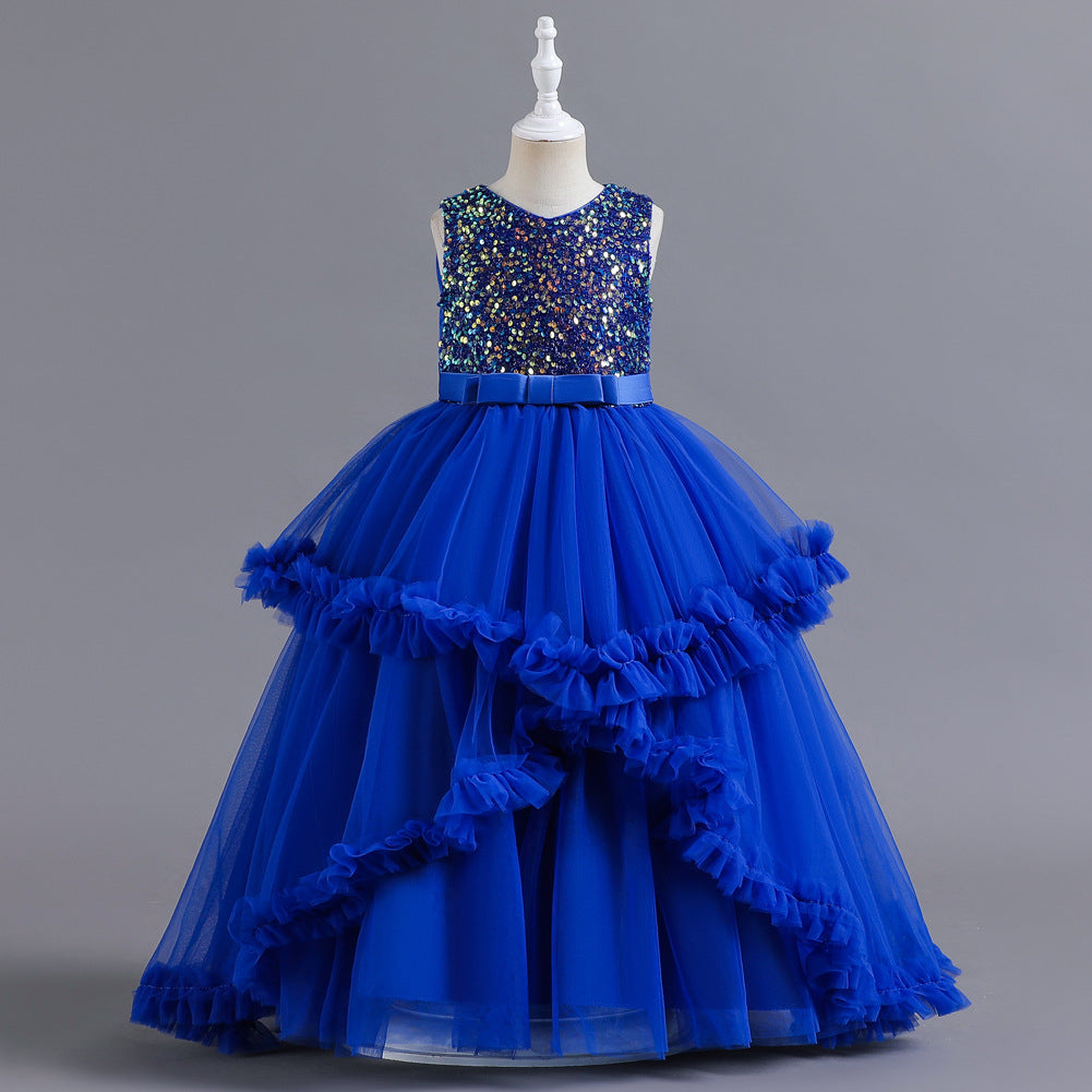 Girls sleeveless sequin Christmas and birthday party dress