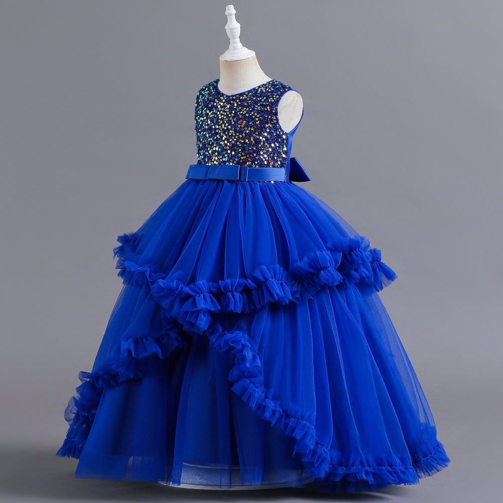 Girls sleeveless sequin Christmas and birthday party dress