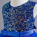 Girls sleeveless sequin Christmas and birthday party dress