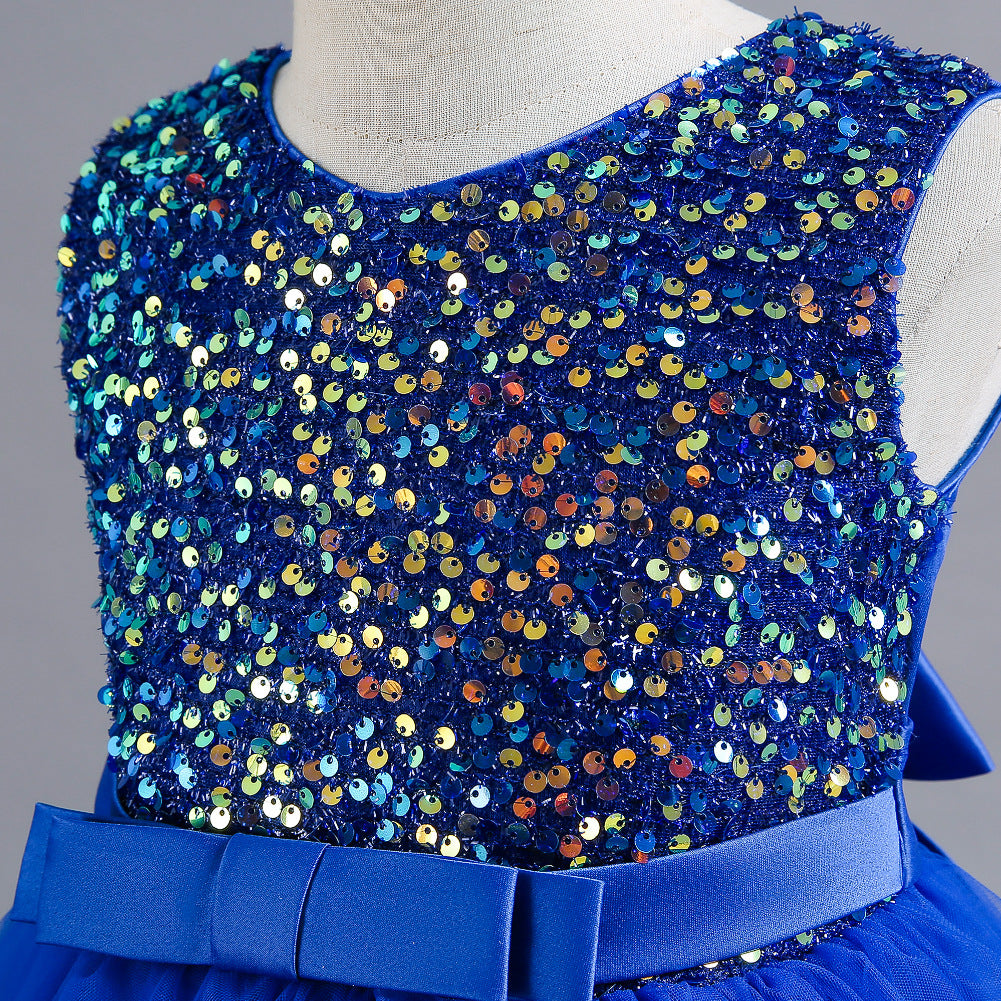 Girls sleeveless sequin Christmas and birthday party dress