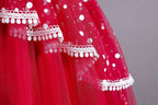 Girls polka dot high-low Christmas dress with puff sleeves