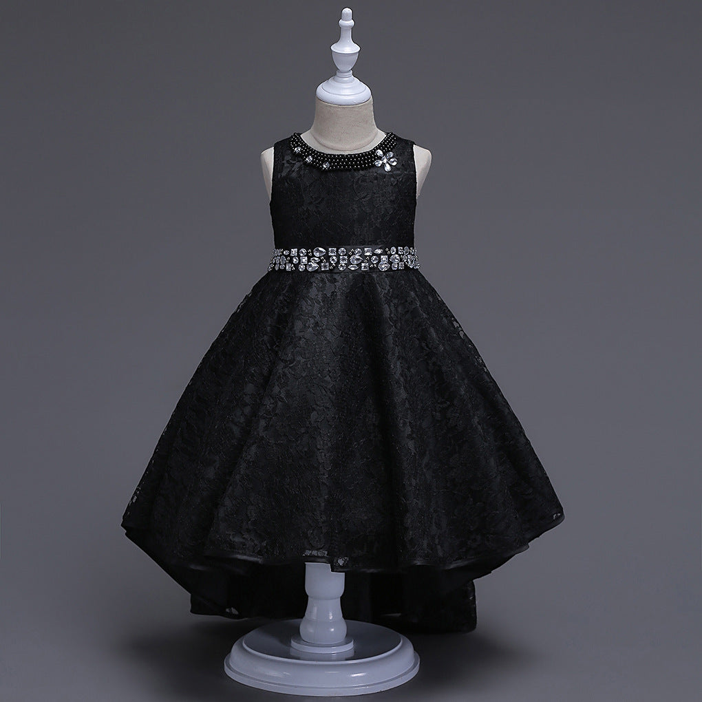 Girls lace high-low trailing Christmas and recital dress