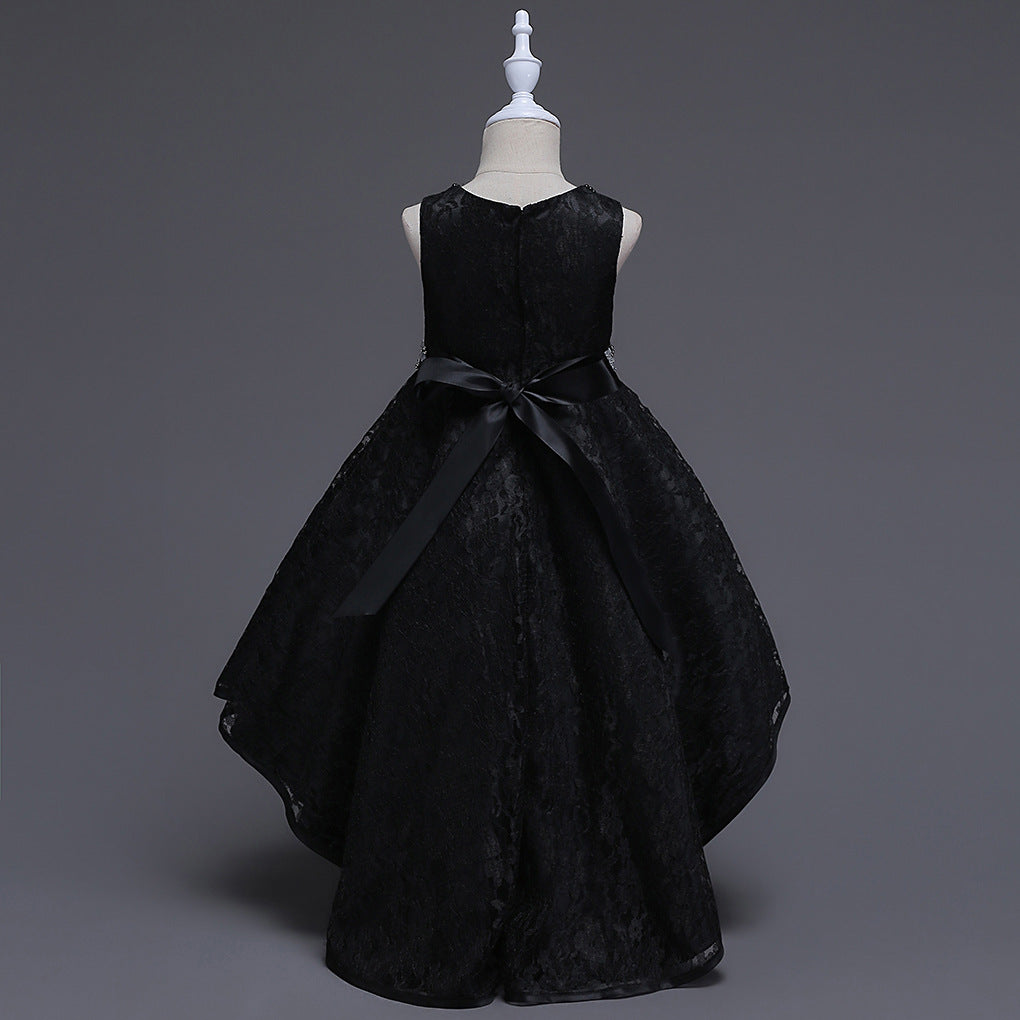 Girls lace high-low trailing Christmas and recital dress