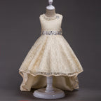 Girls lace high-low trailing Christmas and recital dress
