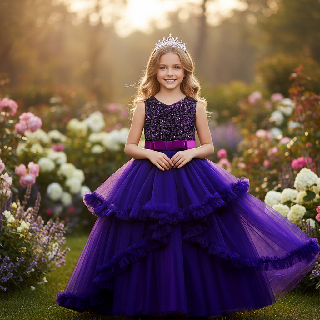 Girls sleeveless sequin Christmas and birthday party dress