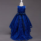 Girls lace high-low trailing Christmas and recital dress