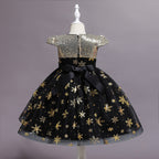 Girls gold star sequin holiday princess dress