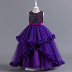 Girls sleeveless sequin Christmas and birthday party dress