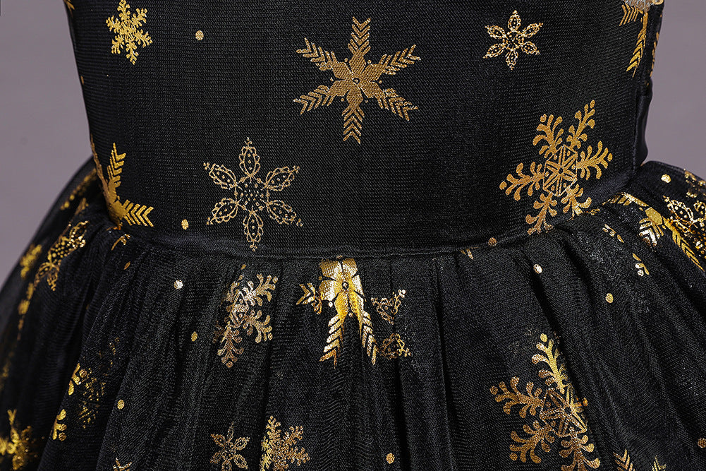Girls gold star sequin holiday princess dress
