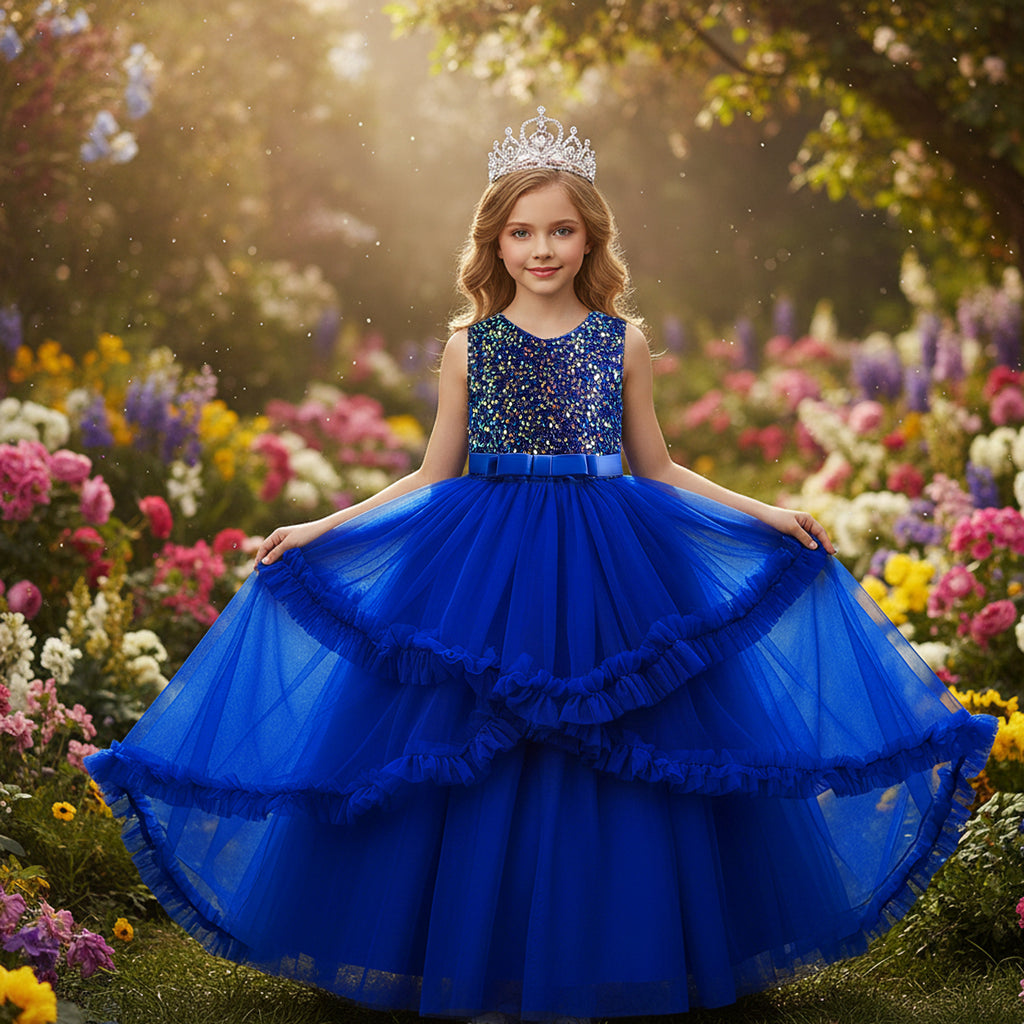 Girls sleeveless sequin Christmas and birthday party dress