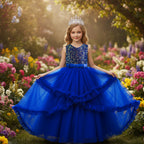 Girls sleeveless sequin Christmas and birthday party dress