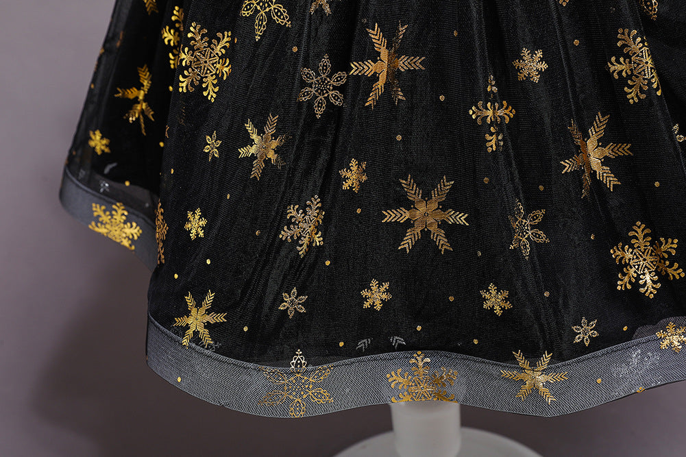 Girls gold star sequin holiday princess dress