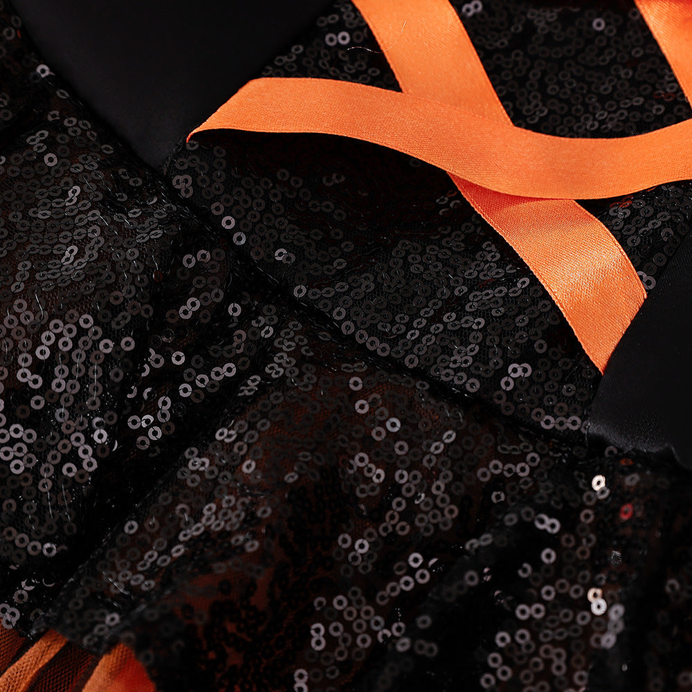 Emma high-low trailing girls Halloween witch dress