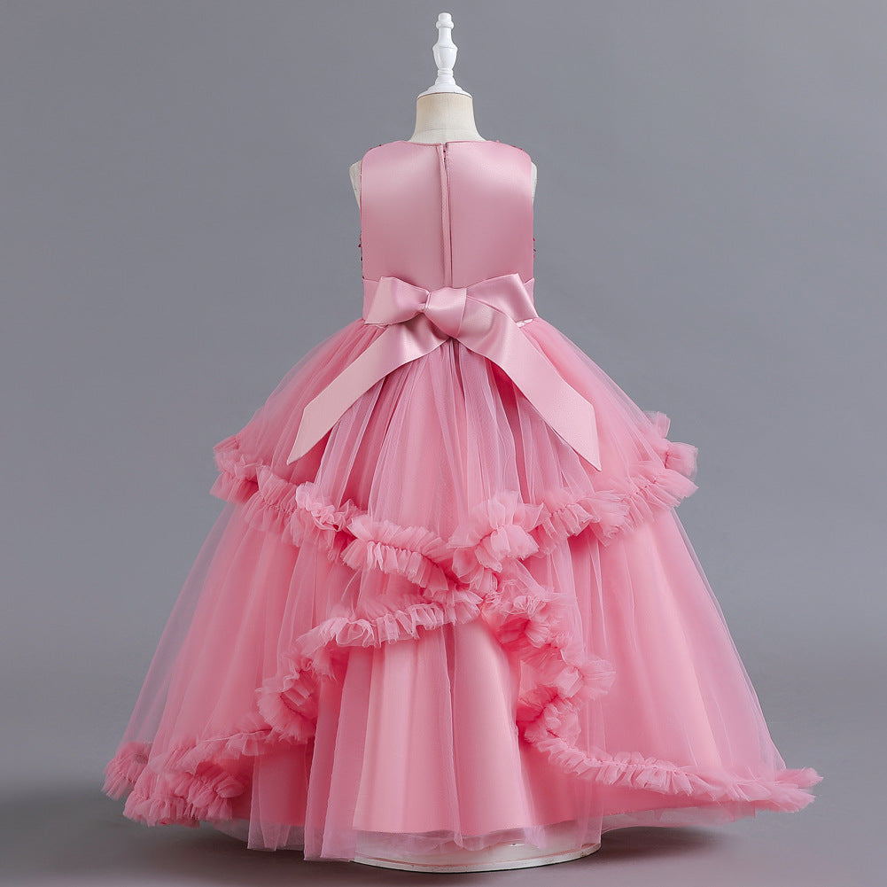 Girls sleeveless sequin Christmas and birthday party dress