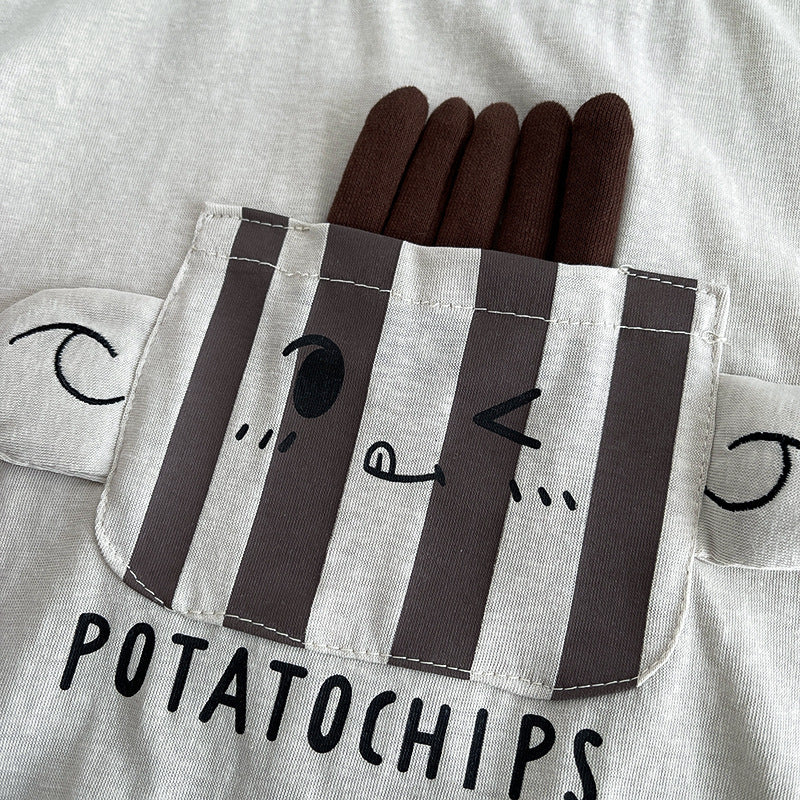 STRIPED FRIES PRINT SHORT SET