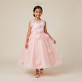 3D Flower Sequin Tulle Ball Gown in Blush Pink – front view