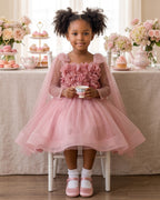 3D Petal Bodice Tulle Tutu Dress in Dusty Rose – lifestyle photo 3