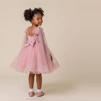 3D Petal Bodice Tulle Tutu Dress in Dusty Rose – back view