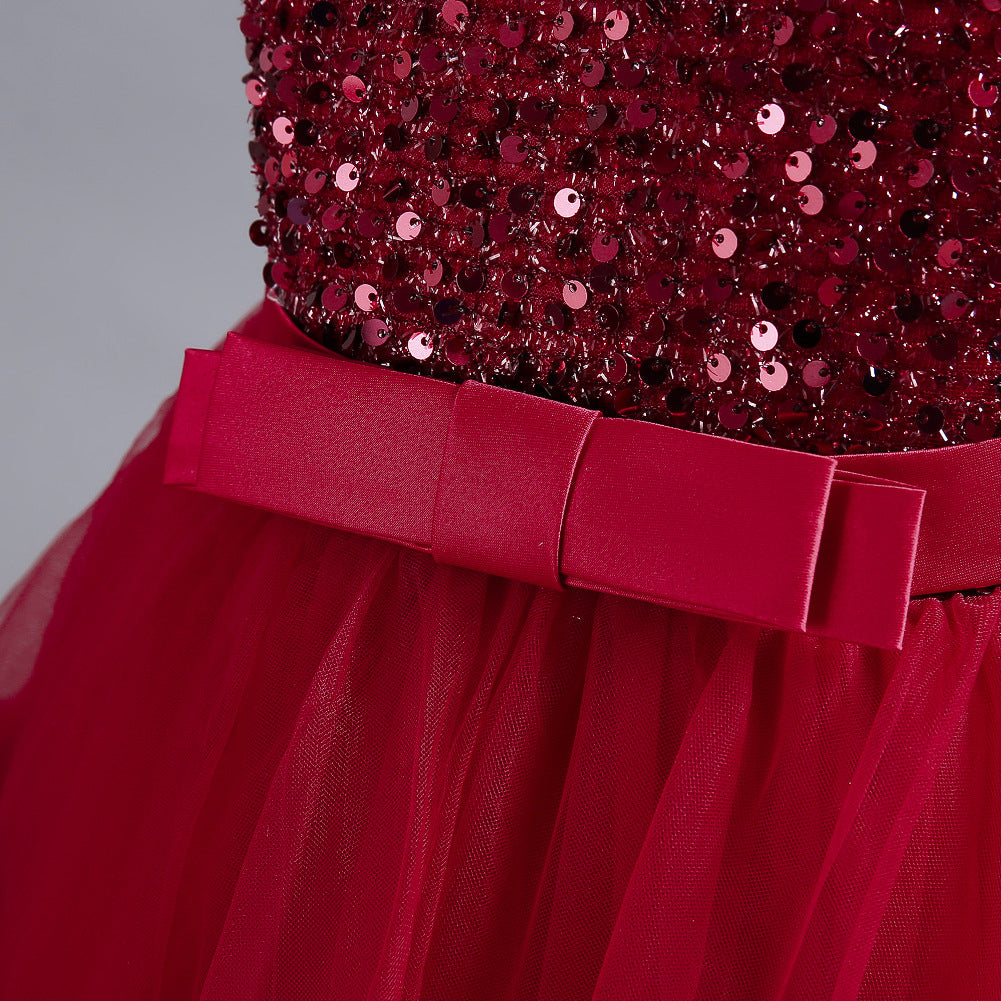 Girls sleeveless sequin Christmas and birthday party dress