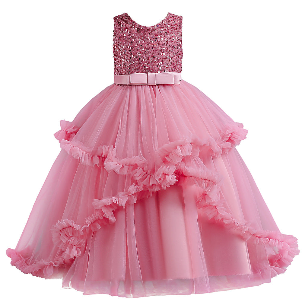 Girls sleeveless sequin Christmas and birthday party dress