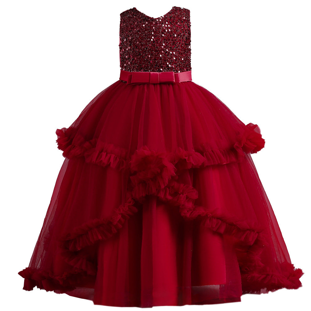 Girls sleeveless sequin Christmas and birthday party dress