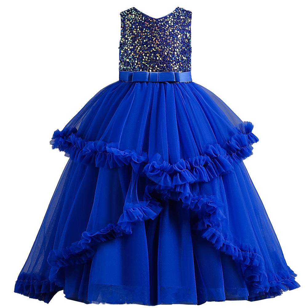 Girls sleeveless sequin Christmas and birthday party dress