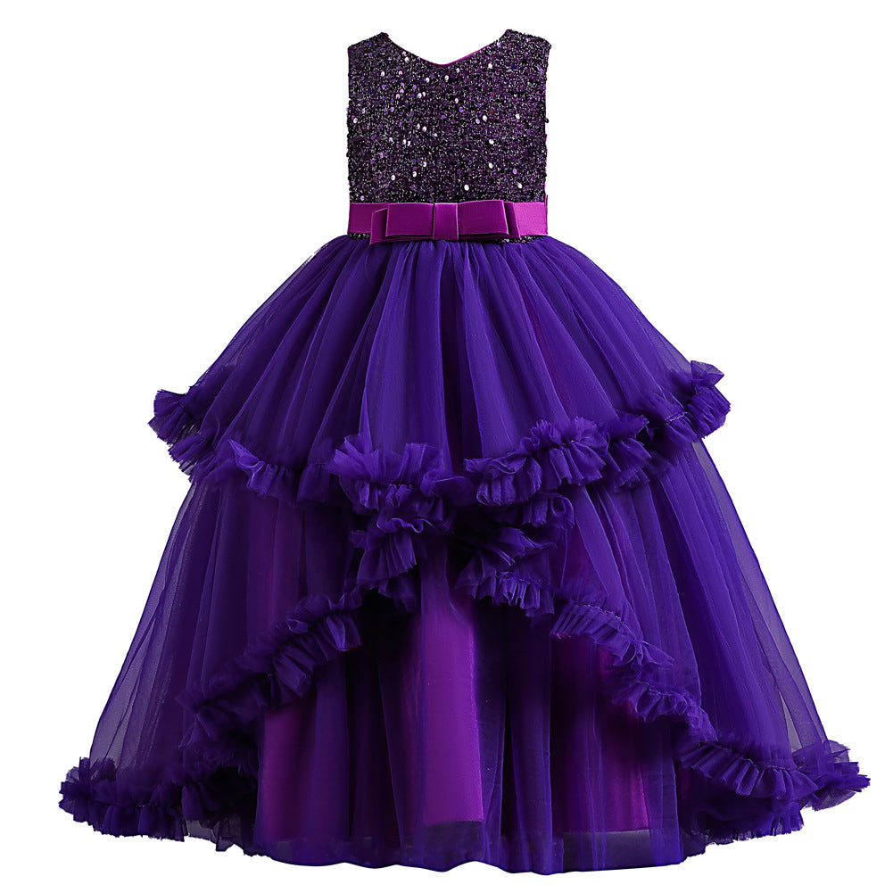 Girls sleeveless sequin Christmas and birthday party dress