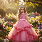 Girls sleeveless sequin Christmas and birthday party dress
