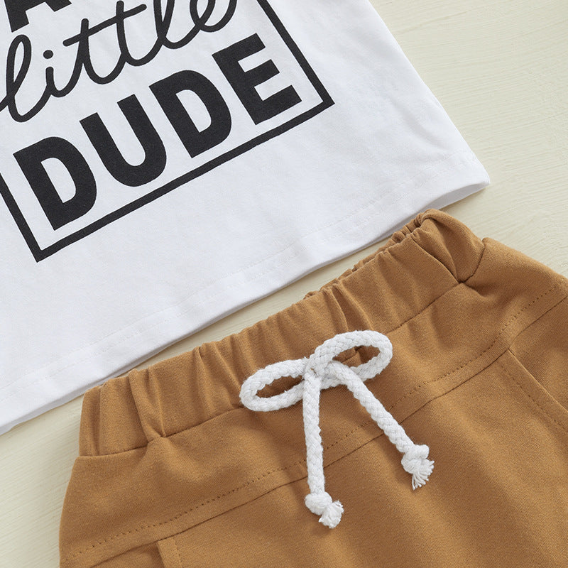CONTRAST SLOGAN TWO-PIECE SET
