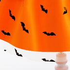 Sophia girls orange bat print Halloween dress with cape sleeves