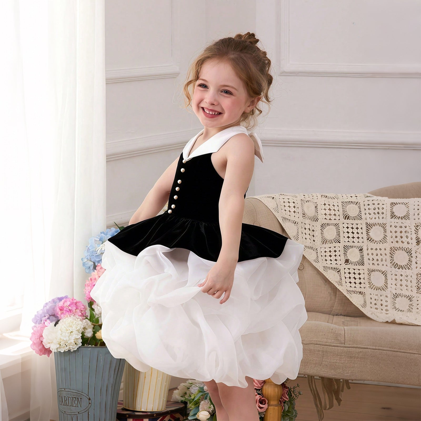 Color block tulle tutu girls birthday dress