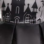 Olivia gothic castle print girls Halloween dress with flutter sleeves