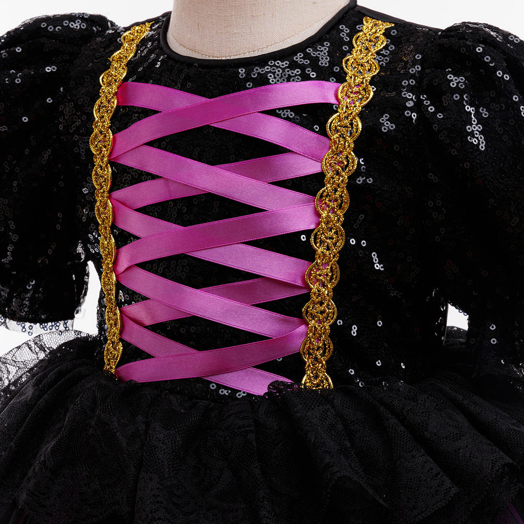 Mia girls purple sequin corset Halloween dress with ombre tulle skirt