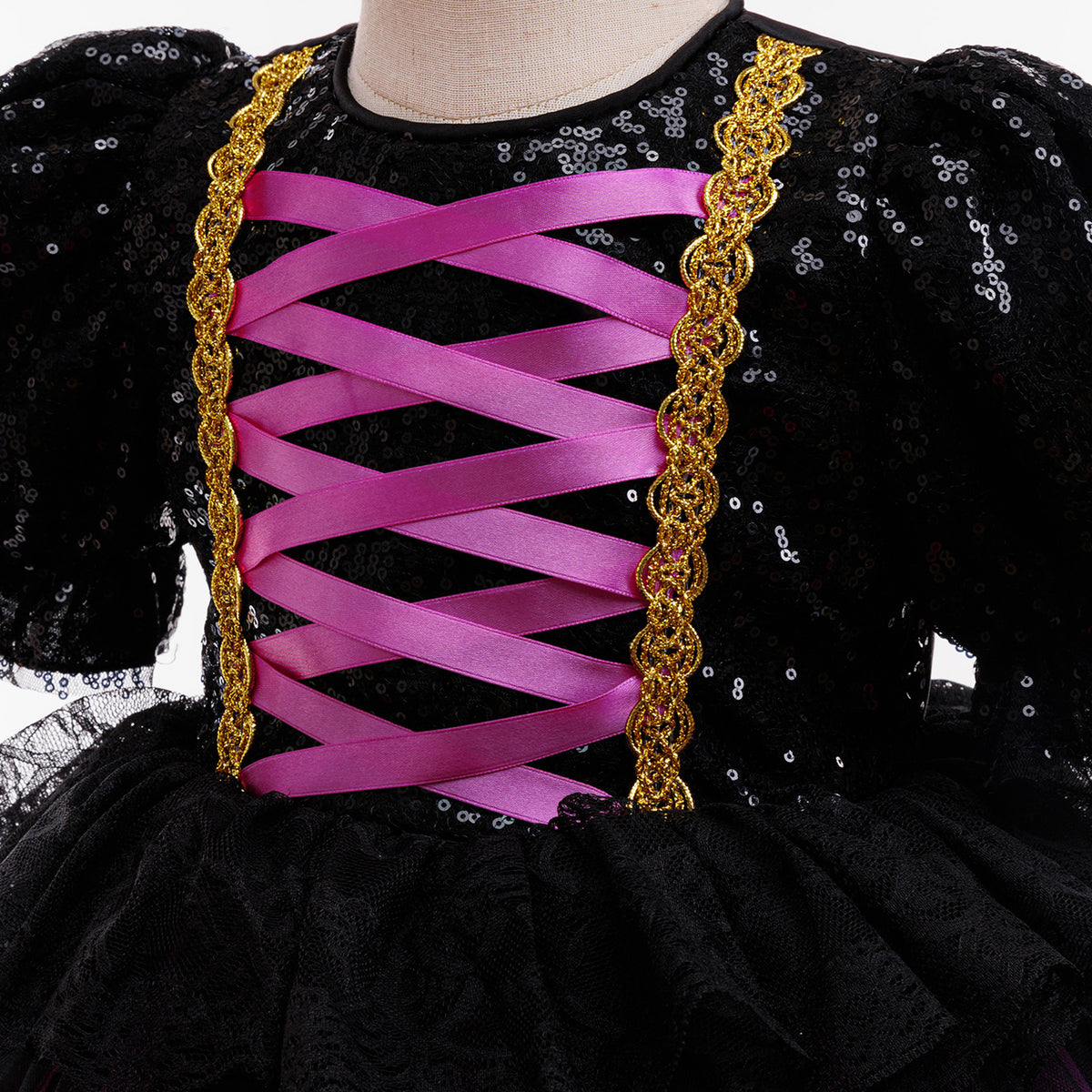 Mia girls purple sequin corset Halloween dress with ombre tulle skirt