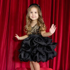 Gold sequin bodice party evening gown for girls