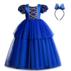 Girls long tulle Christmas princess dress with matching headband