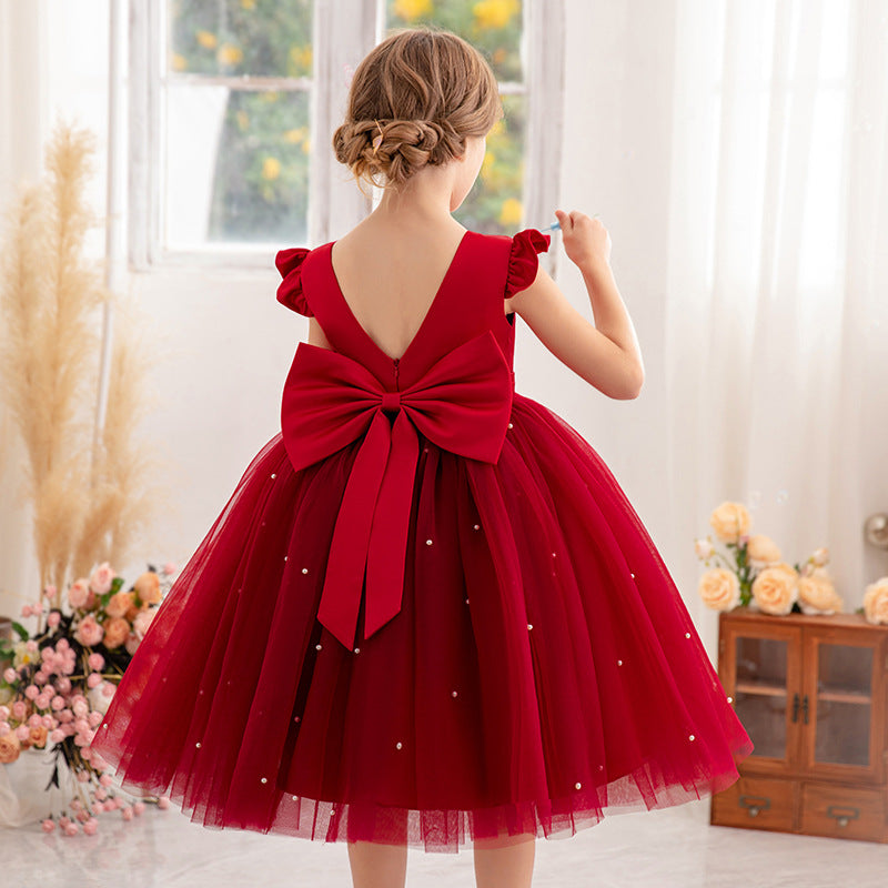 Princess tutu flower girl dress with mesh bow