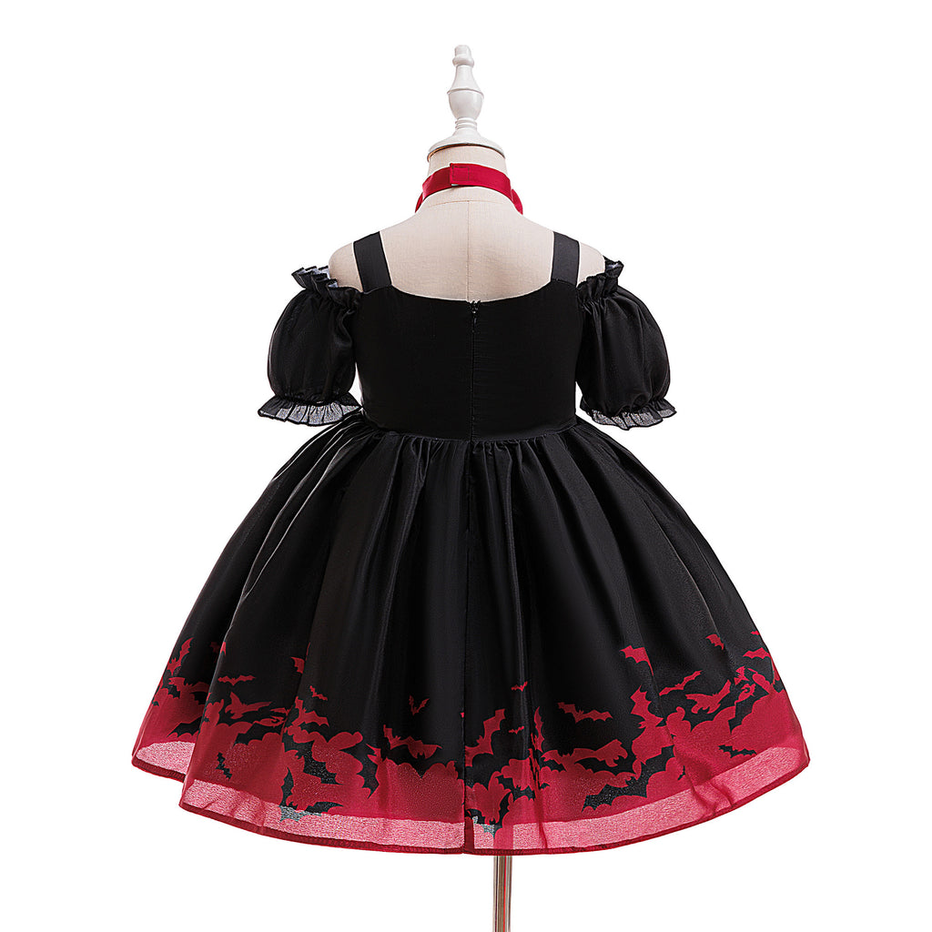 Isabella girls red bat print vampire style Halloween dress