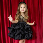 Gold sequin bodice party evening gown for girls
