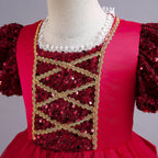 Girls long tulle Christmas princess dress with matching headband