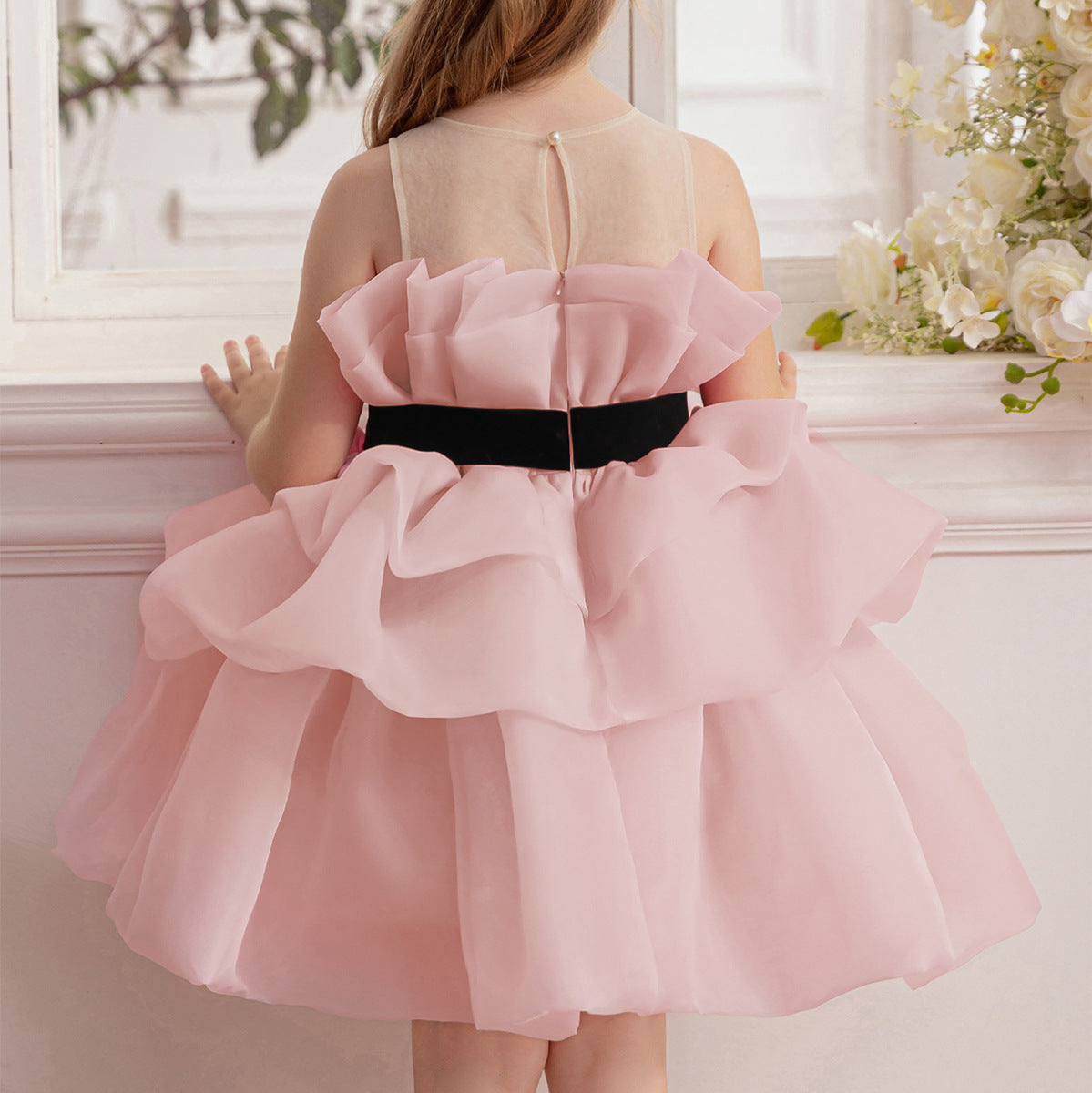Ruffle cake tiered flower girl and birthday dress