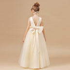 Bow-back tulle flower girl evening dress
